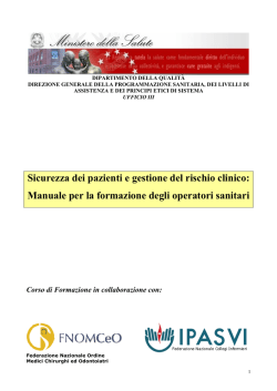 Manuale per la formazione degli operatori sanitari