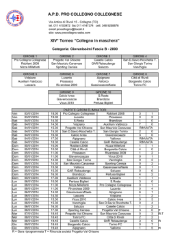 A.P.D. PRO COLLEGNO COLLEGNESE XIV&deg; Torneo &ldquo;Collegno in