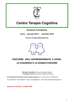 Centro Terapia Cognitiva Divisione Formazione Como, gennaio 2015