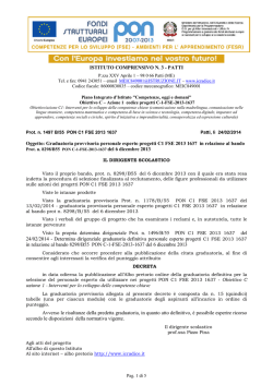Graduatoria provvisoria personale esperto progetti C1
