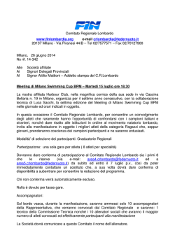 7 Luglio 2014 termine conferma partecipazione