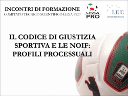 IL CODICE DI GIUSTIZIA SPORTIVA E LE NOIF: PROFILI