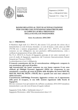 Bando - Ingegneria - Universit&agrave; degli Studi di Firenze