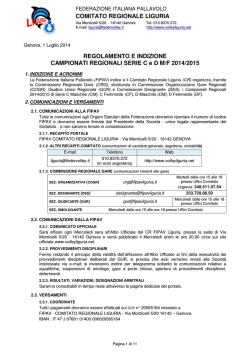 COMITATO REGIONALE LIGURIA REGOLAMENTO E INDIZIONE