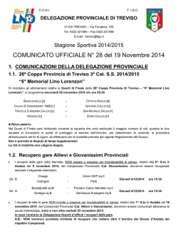 COMUNICATO UFFICIALE N° 28 del 19 Novembre 2014