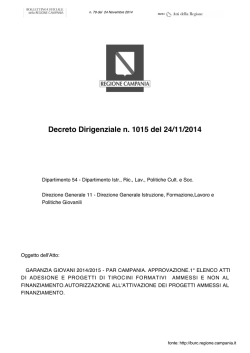 Primo decreto di approvazione dei progetti presentati fino al 17/10