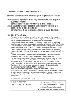 Esami che prevedono il digiuno :