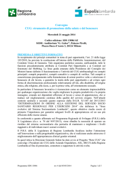 Convegno CUG: strumento di promozione della salute e del