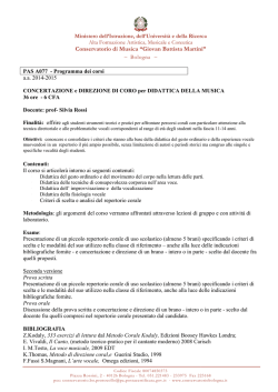 Programma dei corsi PAS A077 - Conservatorio G. B. Martini