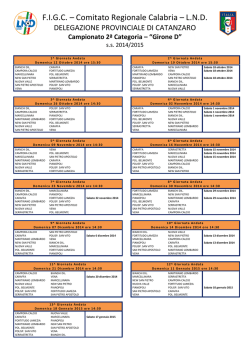 Calendario Seconda Categoria Calabria 2014-2015
