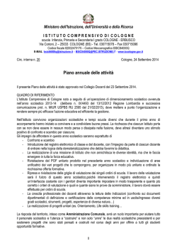 Piano annuale delle attivit&agrave; - Istituto Comprensivo di Cologne