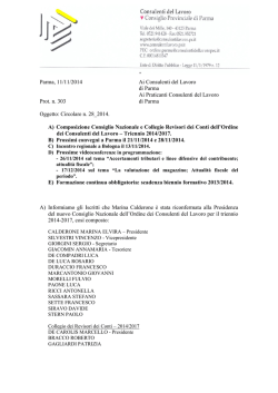 Parma, 11/11/2014 Ai Consulenti del Lavoro di Parma Ai Praticanti