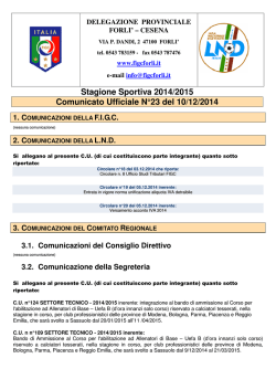 Stagione Sportiva 2014/2015 Comunicato Ufficiale N°23