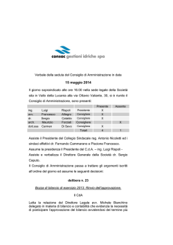 15 maggio 2014 - Consac gestioni idriche spa