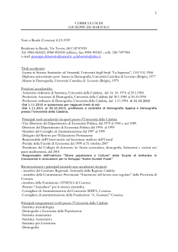 Curriculum Vitae - Universit&agrave; della Calabria