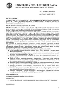 MASTER UNIVERSITARIO DI I o II LIVELLO