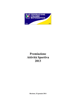 Elenco dei Premiati della stagione agonistica 2013