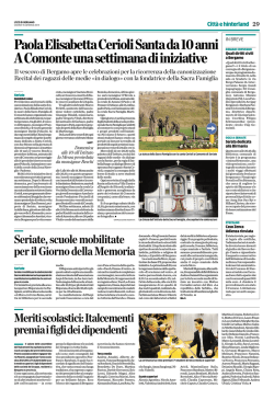Paola Elisabetta Cerioli Santa da 10 anni A Comonte una settimana