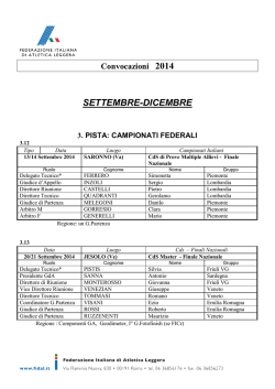 Convocazioni Settembre - Dicembre