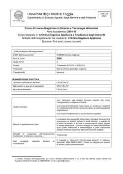 Chimica Organica Applicata - Universit&agrave; degli Studi di Foggia