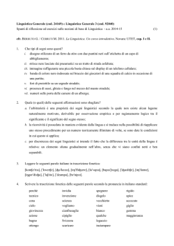 esercizi sulle nozioni di base di Linguistica