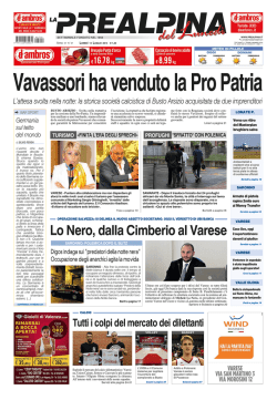 Lo Nero, dalla Cimberio al Varese