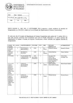 Esito - Universit&agrave; di Palermo