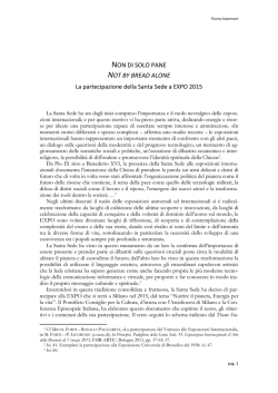 NON DI SOLO PANE NOT BY BREAD ALONE La partecipazione