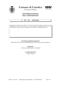 DETERMINAZIONE DIRIGENZIALE 729 Anno 2014
