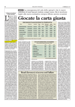 MILANO FINANZA &ndash; Giocate la carta giusta