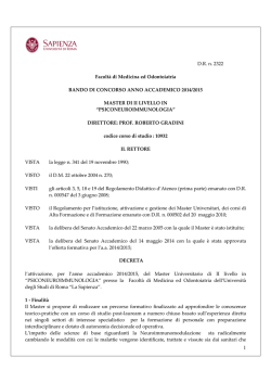 D.R. n. 2322 Facolt&agrave; di Medicina ed Odontoiatria