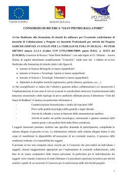 Avviso - Consorzio di Ricerca Gian Pietro Ballatore