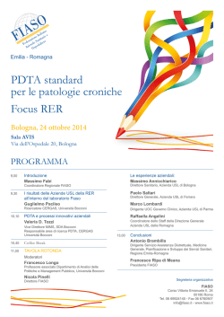 PDTA standard per le patologie croniche Focus RER