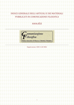 Indice generale degli articoli e dei materiali pubblicati in CF