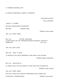1&deg; CONGRESSO REGIONALE SIUT GLI UROLOGI