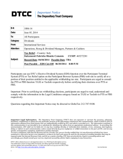 Important Notice The Depository Trust Company