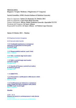 PROGRAMMA Diagnosi e Terapia: Medicina e