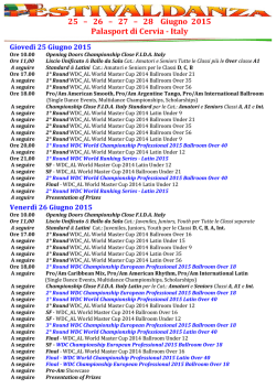 25 &ndash; 26 &ndash; 27 &ndash; 28 Giugno 2015 Palasport di Cervia