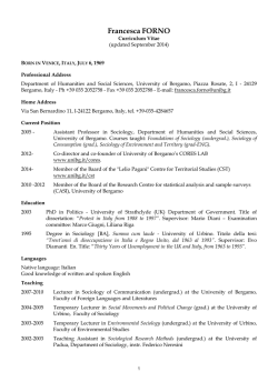 Curriculum vit&aelig; - Universit&agrave; degli studi di Bergamo