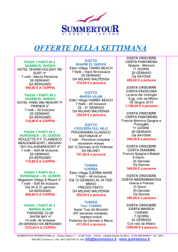 SUMMERTOUR offerte della settimana