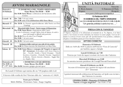 Avvisi Parrocchiali - Unit&agrave; Pastorale Breganze Maragnole