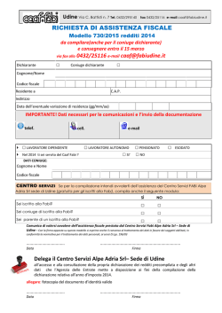Modulo adesione assistenza fiscale 2015 Caaf Fabi Udine
