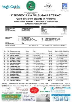 4&deg; TROFEO "A.N.A. VALSUGANA E TESINO" Gara di slalom gigante