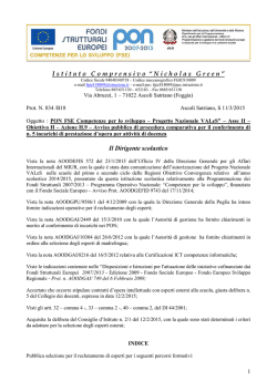 NUOVO BANDO SELEZIONE ESPERTI PON VALeS