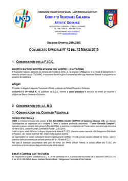 stagione sportiva 2014/2015 comunicato ufficiale n&deg;42del 12marzo
