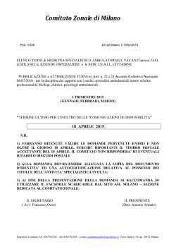 COMITATO ZONALE di MILANO - Ordine dei Medici