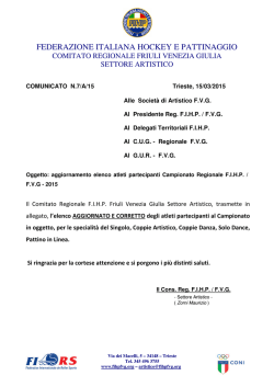 Elenco aggiornato atleti partecipanti Camp. Regionale