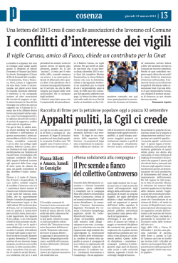 Provincia 19 3 2015 - delibere di giunta comune di cosenza