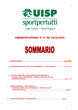 Comunicato n. 27 - UISP Zona Flegrea