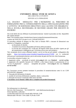 Modalit&agrave; iscrizione al corso di sostegno per